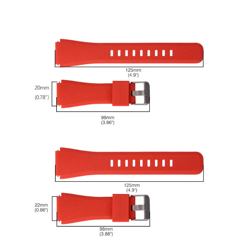 Compatible with Samsung S3 twill silicone strap 20/22mm, quick-release lugs, official same single-color silicone strap from Huawei details Picture