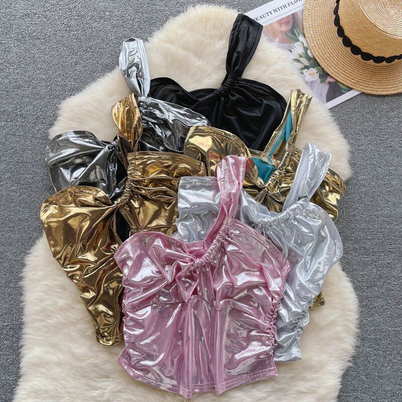 Cross-Border Wholesale New Vintage Sexy Hot Girl Design One-Shoulder Camisole Women's Hot Girl Top Tube Top Blouse Cross-Border Wholesale New Vintage Sexy Hot Girl Design One-Shoulder Camisole Women's Hot Girl Top Tube Top Blouse