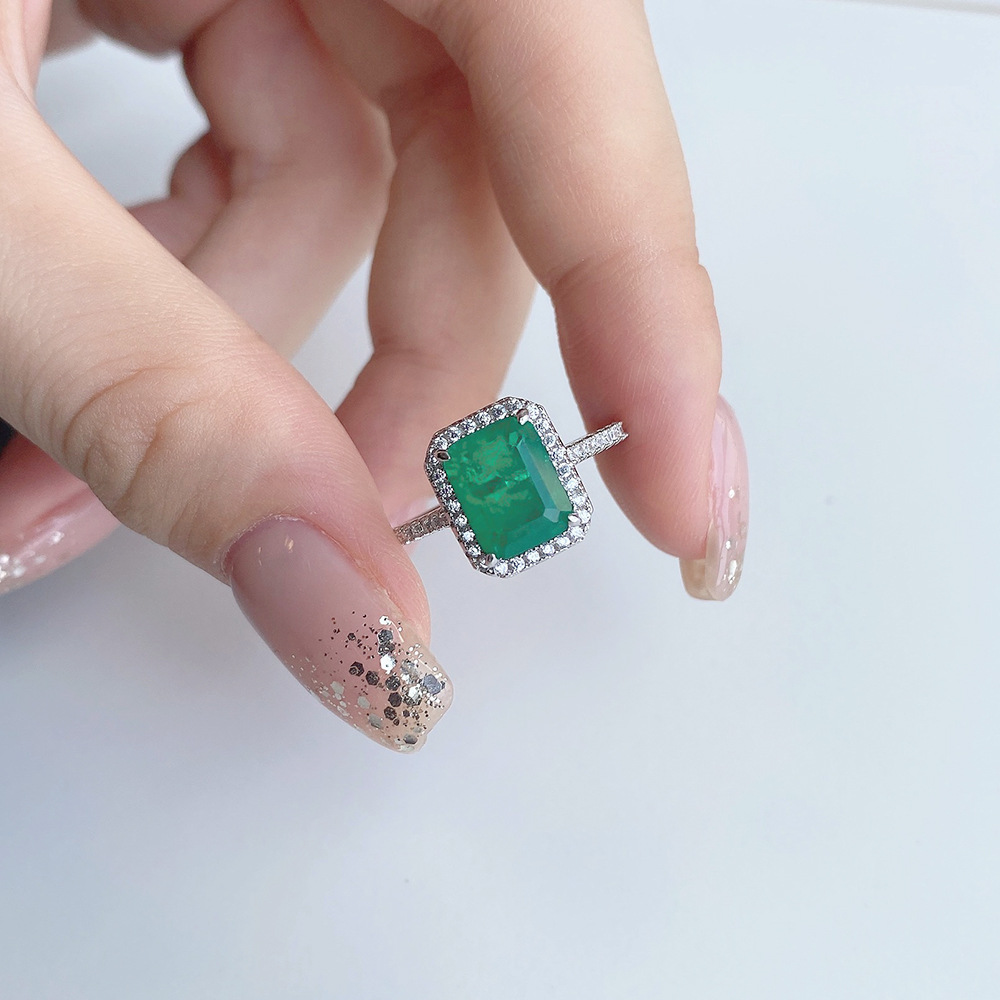 Fashion Geometric Sterling Silver Inlay Zircon Rings 1 Piece