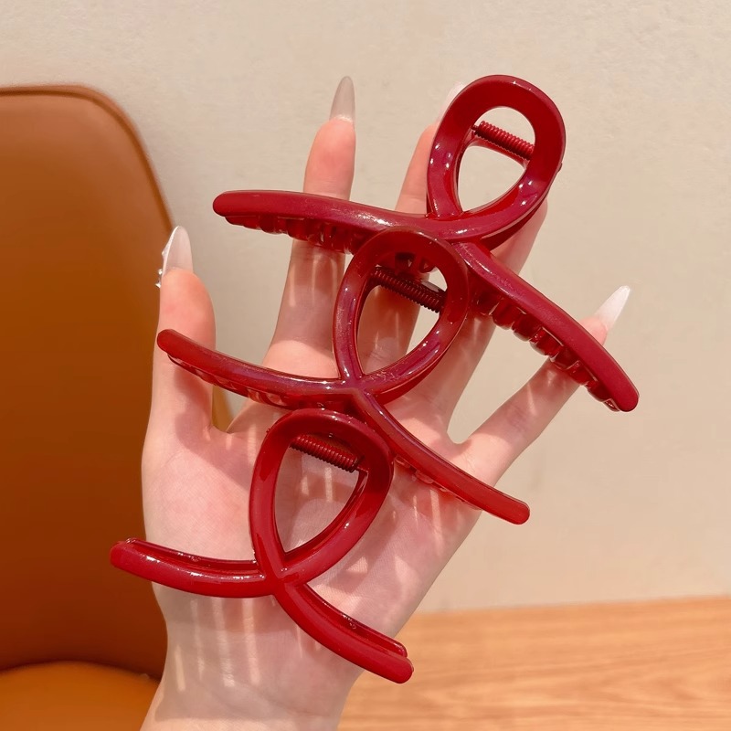 Ankara clip de agarre rojo para niños de alto nivel brillante cara festiva clip de cabello para niñas cabeza de tiburón clip de cabello