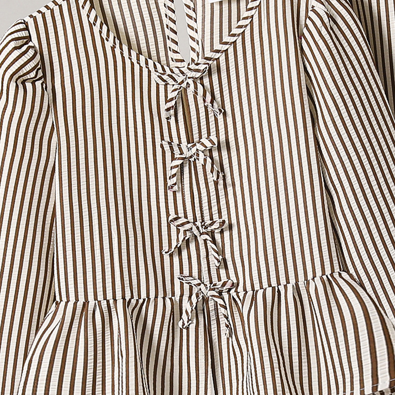 2026 primavera amazon cross-border ropa de niñas casuales rayas sólidas arco dulce mangas largas pantalones largos sueltos