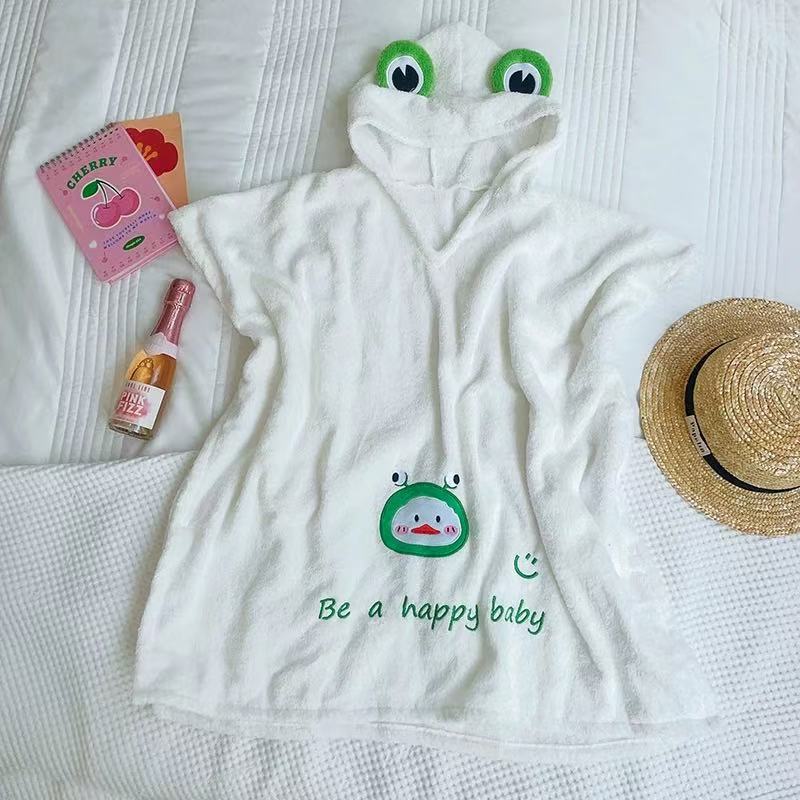 Corea del Sur bebé ins niños Toalla de baño capa de algodón puro absorbente Albornoz lindo dibujos animados casa playa Toalla de baño