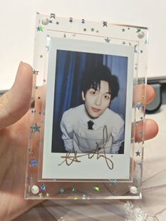 New Colorful Shiny Star 3inch Card Holder Ins Style Acrylic Photo Frame Magnetic Display Stand Small Card Storage Holder