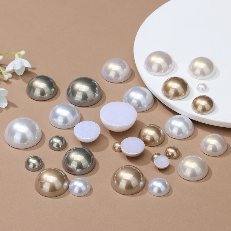 Abs Semi-Circle High-Gloss Imitation Shell Pearl Nail Art Accessories Mobile Phone Case Accessories Headwear High-Gloss Imitation Shell Loose Beads