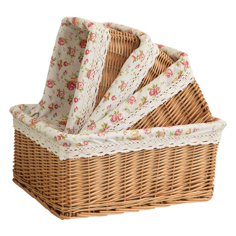 Yiran cesta de almacenamiento de mimbre organización suministros para el hogar supermercado cesta de exhibición cesta de almacenamiento de cajón de ratán tejida a mano