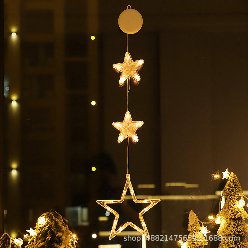 Nuevas luces de decoración de Navidad luces de ventana Santa muñeco de nieve luces de estrella de ventana atmósfera decoración al por mayor luces de color