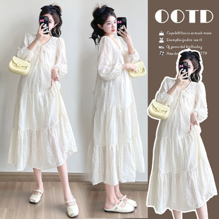 Pregnant women's spring 2025 new spring wear Korean fashion simple loose skirt spring and summer temperament dress