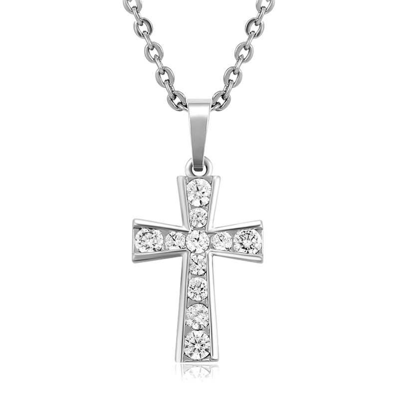 Xupin joyería Blanca Cruz con incrustaciones de circonio colgante europeo y americano personalidad simple estilo frío hombres y mujeres colgante al por mayor