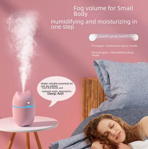 New Mini Night Light Cute Cat USB Humidifier for Home Bedroom Silent Small Desk Creative Gift