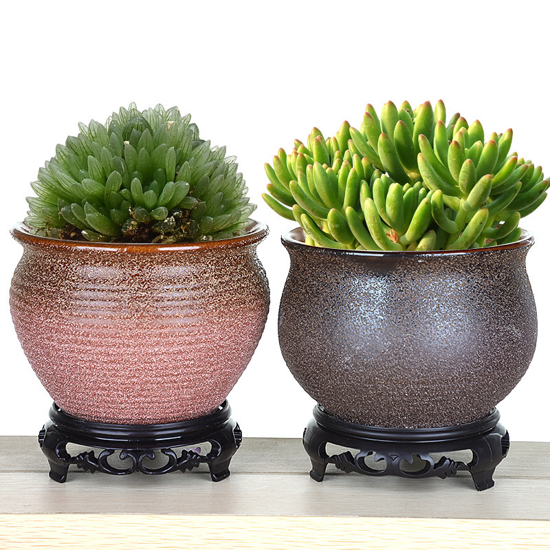 Rough Pottery Breathable Succulent Flower Pots, Creative and Unique Minimalist Desktop Small Flower Pots for Succulent Plants, Special Price Wholesale