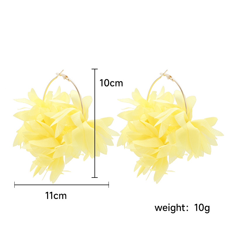 15g Weight Earrings Classification 1 Pair Quantity 1 Pair Simple Style Flower Handmade Alloy Chiffon Earrings