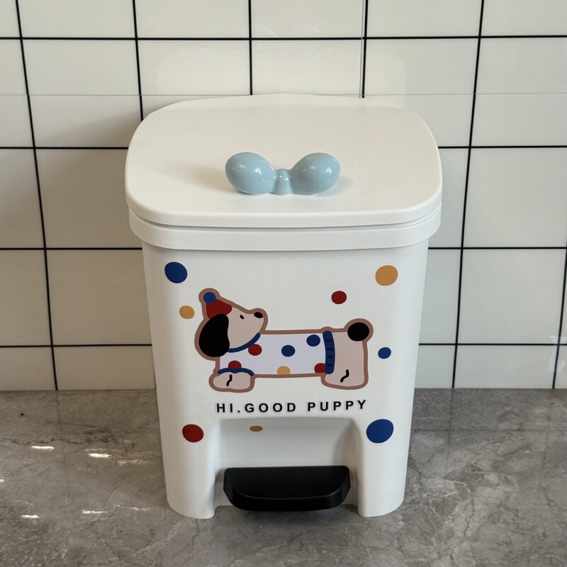 Dachshund Dog Trash Can Cartoon Cute High-Looking Home Living Room Bedroom Foot-Operated Large-Capacity Bathroom with Lid