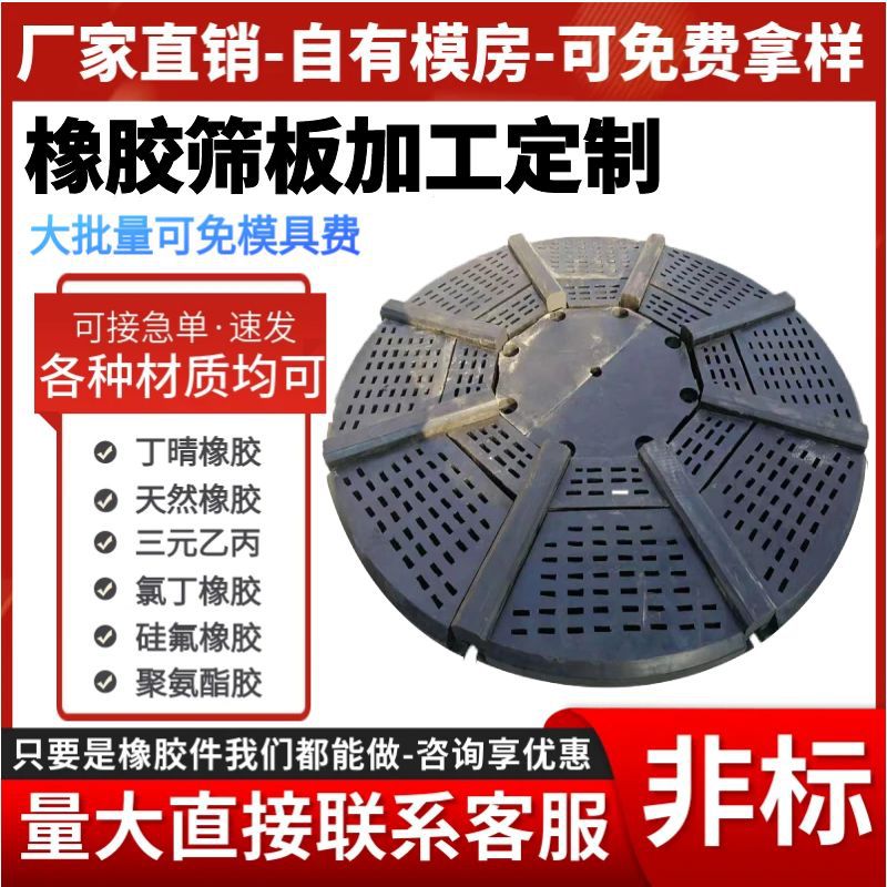 橡胶筛板工业用三元乙丙筛网浇筑包边矿用筛网异型脱水筛厂家供应