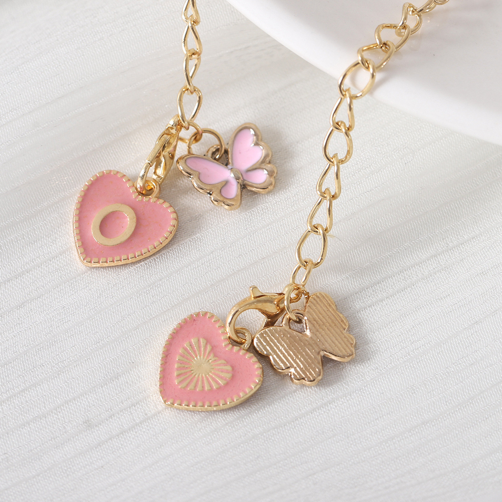 Alloy Material 1 Piece Sweet Letter Heart Shape Butterfly Alloy Enamel Pendant