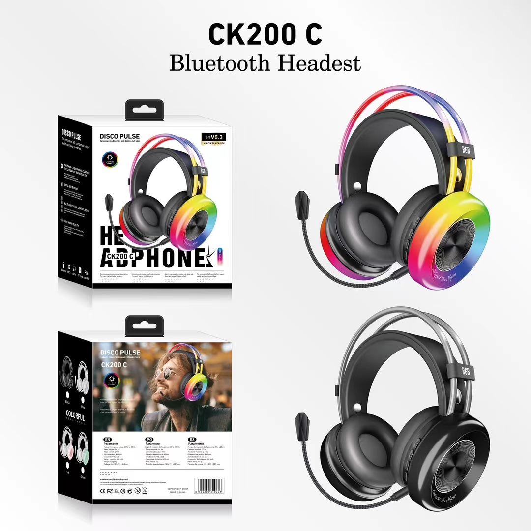 Nuevo comercio exterior e-deportes CK200C auriculares Bluetooth auriculares RGB luz auriculares computadora especial juego con micrófono