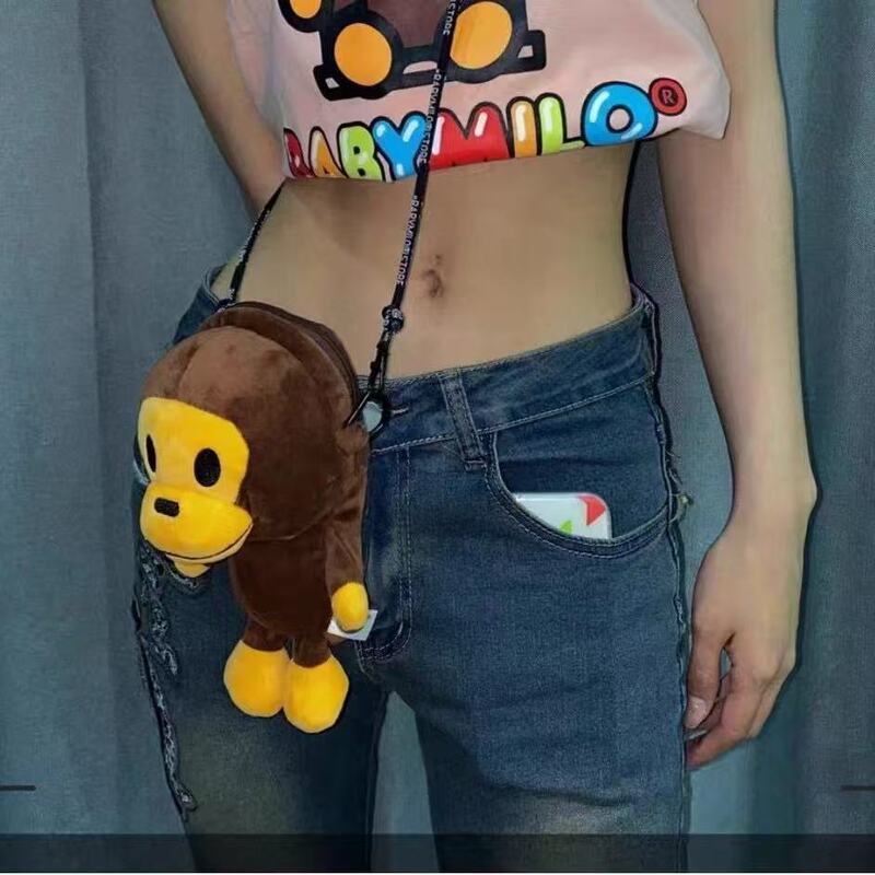 日本潮牌bapex milo猴子儿童单肩斜跨包手机包迷彩手机包卡通街头|undefined
