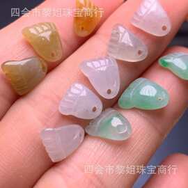 diy串珠配饰天然A货翡翠脚丫手绳脚绳手串配件文玩念珠玉石饰品