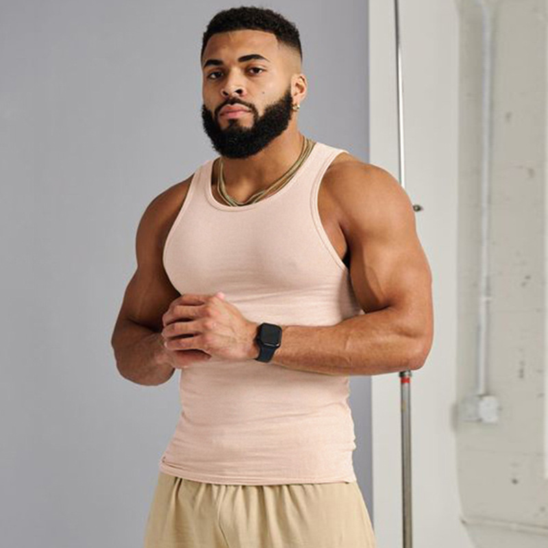 Chaleco de verano para hombre, estilo americano, juvenil, de alta elasticidad, acanalado, ajustado, de secado rápido, transpirable, sin mangas. image 12
