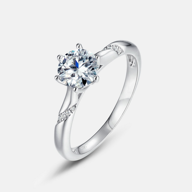 Especial transfronterizo para brazos girados clásicos con incrustaciones de un quilate anillo de moissanita S925 plata esterlina propuesta de matrimonio pareja anillo de diamantes