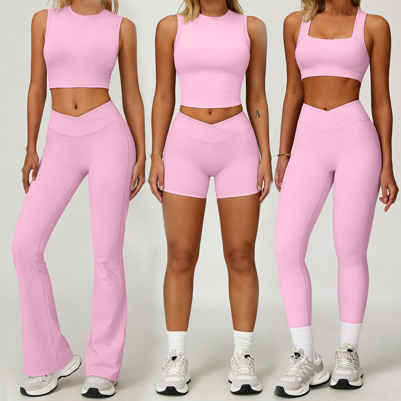 Aiba European and American cross-border new solid color sports suit casual top sexy women's fitness yoga outfit set for women