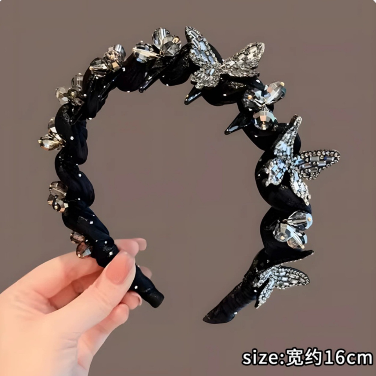 # 86 black multi-butterfly wavy hairband
