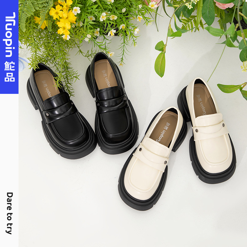 여성용 두꺼운 밑창 로퍼 봄 고급 영국 스타일 가죽 신발 프랑스 헵번 스타일 Mary Jane TP460A7