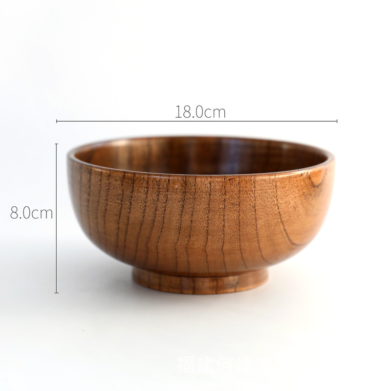 日本式のレトロな酸っぱいナツメの木の碗の純粋な手作りの木製のご飯の碗の子供の実木の碗の大きいサイズのスープの碗の家庭用食器|undefined