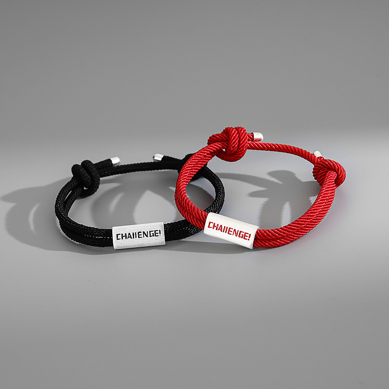 Letter challenge Couple Bracelet Korean Trendy Men's Girlfriend Long-distance Love Gift Woven Push-pull Hand Rope