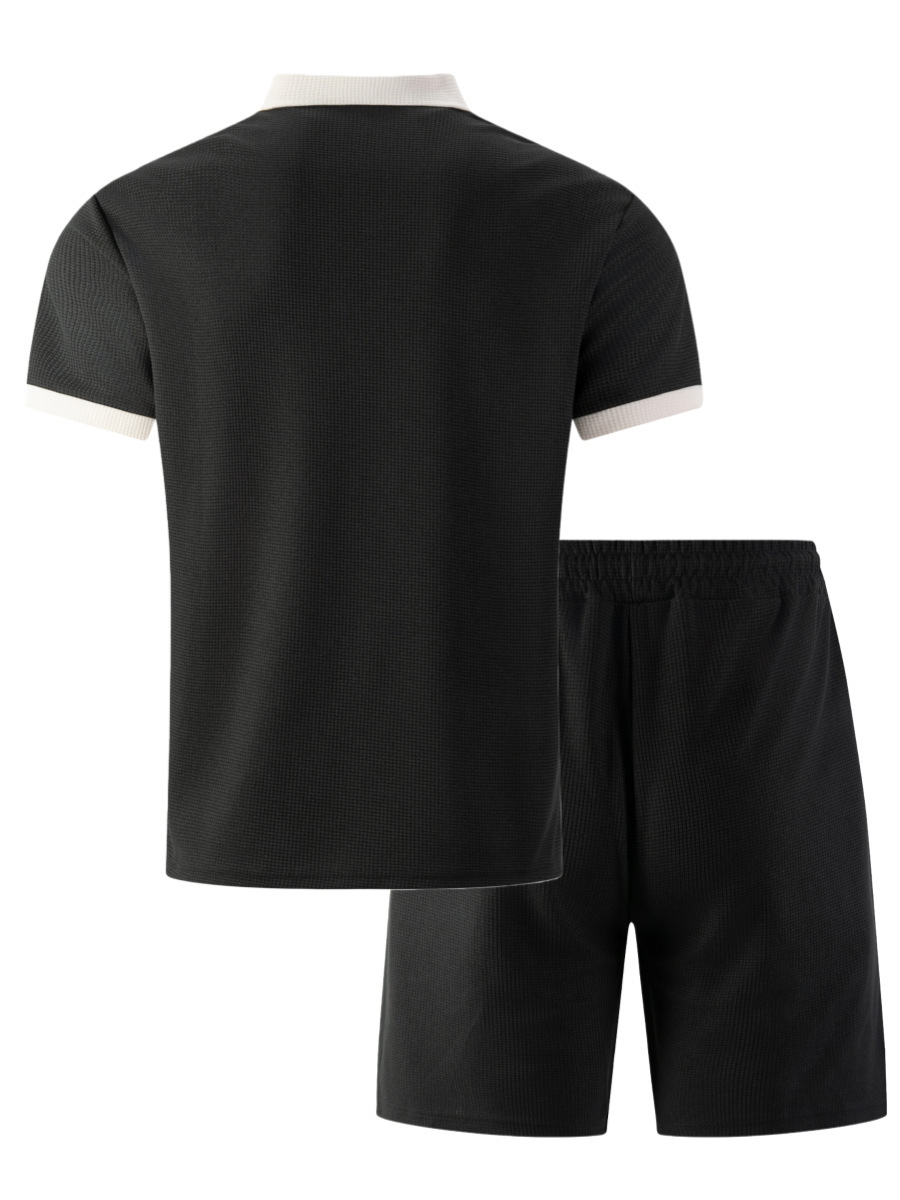 Ensemble polo et short en gaufrette pour homme respirant chic_voghion.com