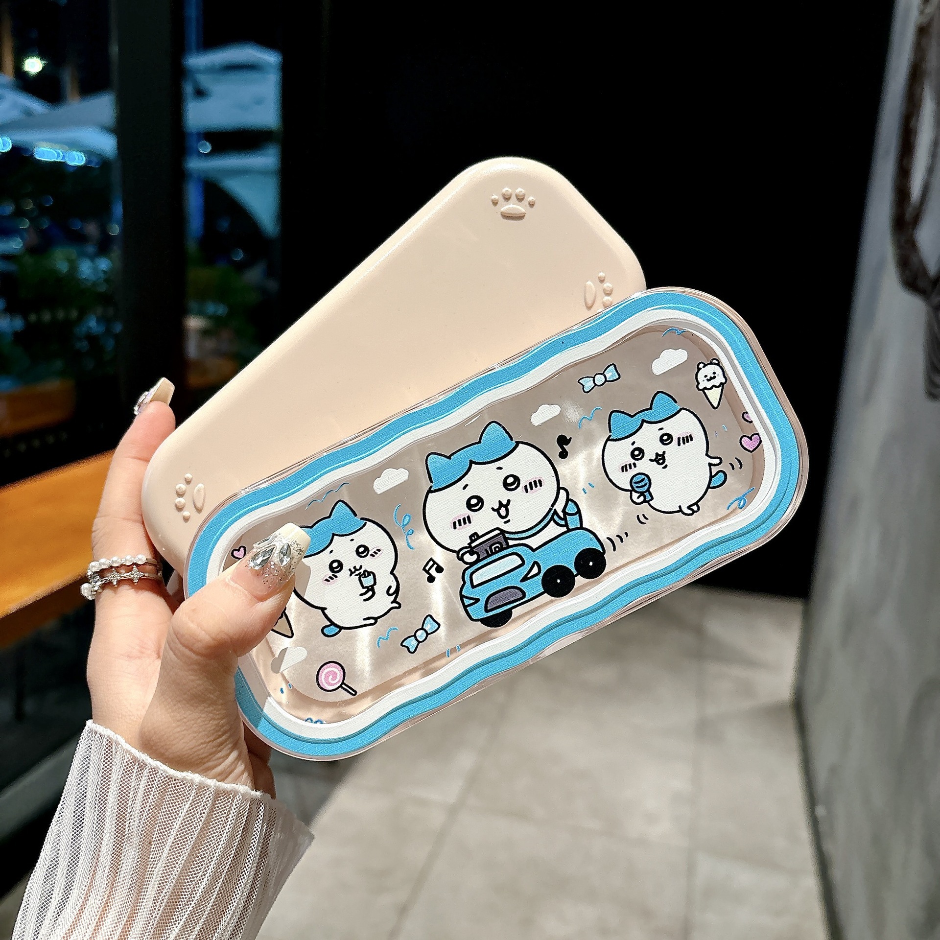 Caja de gafas de dibujos animados encantadora portátil anti-compresión de moda imitación de la placa miopía de la caja de gafas marco procesamiento al por mayor