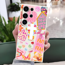适用三星S21韩系涂鸦爱心糖果标签新款Galaxy23女防摔精孔保护套