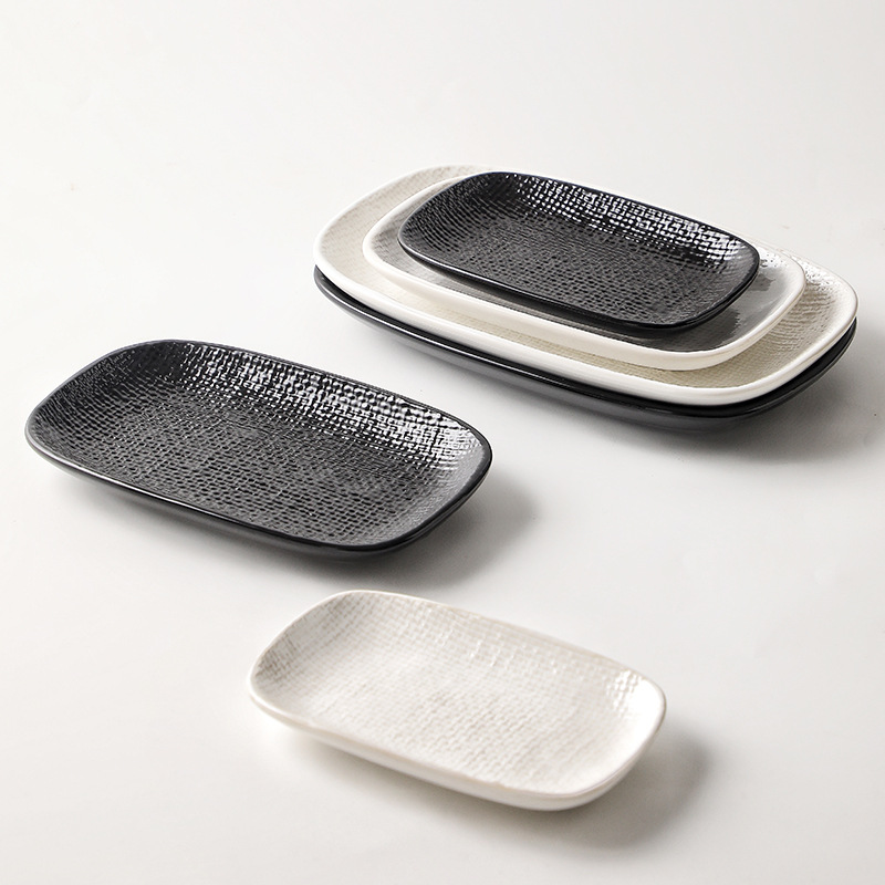 Plato rectangular de tela transfronteriza plato de sushi casero plato de pescado plato de pescado al vapor plato de dumplings plato de aperitivos