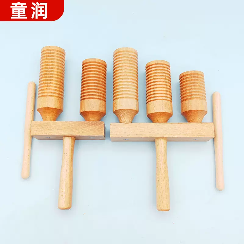 儿童2音木质高中低榉木梆子低音三响筒幼儿园乐器玩具厂家批发