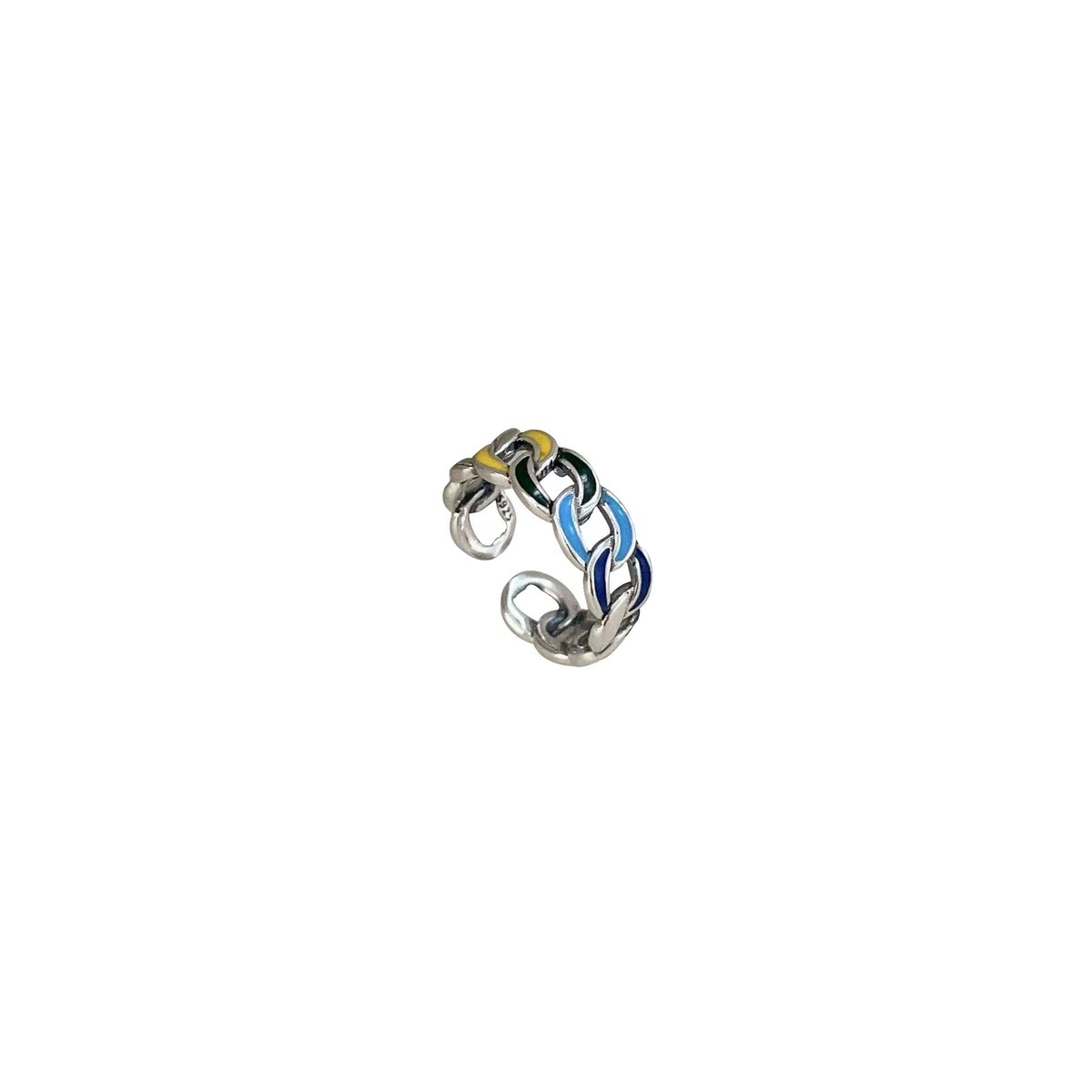 Cuban Link Ring Sterling Silver 925 Unisex Adjustable Ring_voghion.com