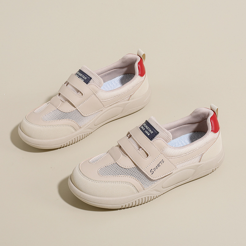 Zapatillas Blancas de Malla para Mujer Capellada de PU y Malla Suela de Caucho Transpirables para Uso Diario