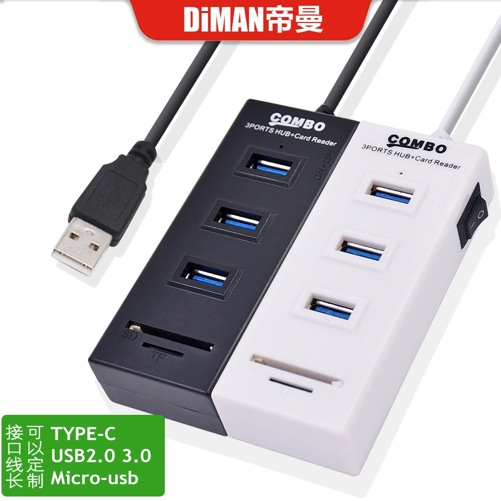 DM-HC05 переключатель USB2.0HUB с USB-картридером SDTF 2.03 порт хаб COMBO многоинтерфейсный