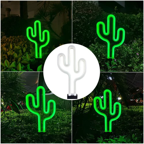 Solar flamingo ground lights neon lights cactus lawn lights outdoor courtyard garden landscape decoration