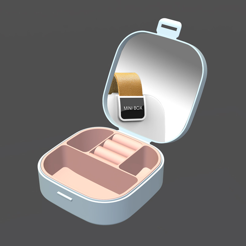 Suministro directo transfronterizo de viaje Mini caja de anillo Caja de joyería portátil pequeña Pendientes de cuero de plástico Anillo de almacenamiento de joyas