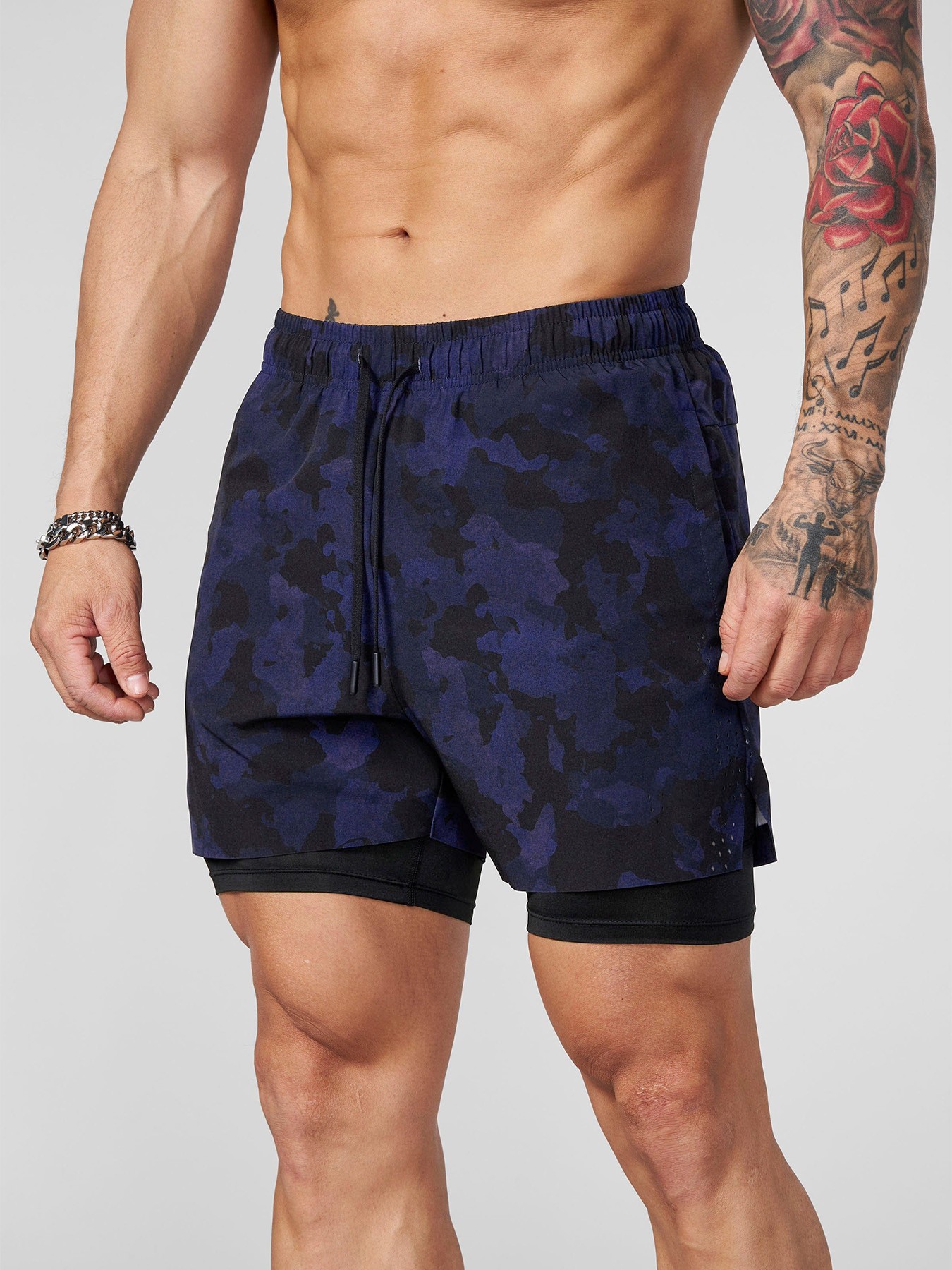 Men's Clothing Men's Summer Sports Casual Breathable Double Camouflage Drawstring Jogger Shorts For Formal & Casual_viptrois.com