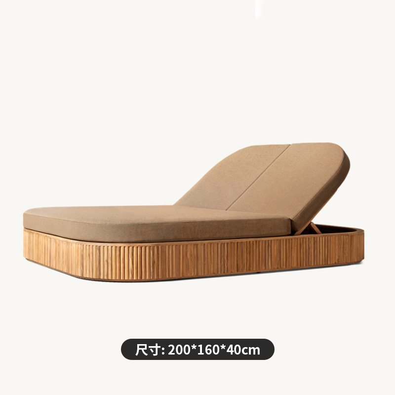 Sofá de ocio al aire libre teca villa hotel patio terraza diseñador de madera de cera al aire libre sofá de teca