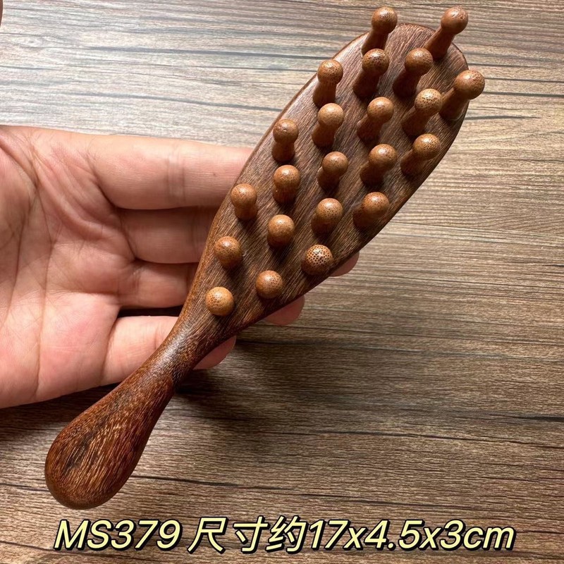 黑檀木按摩梳高级感手工彩绘梳子礼品穴位经络刷头皮肩颈小巧便携|undefined