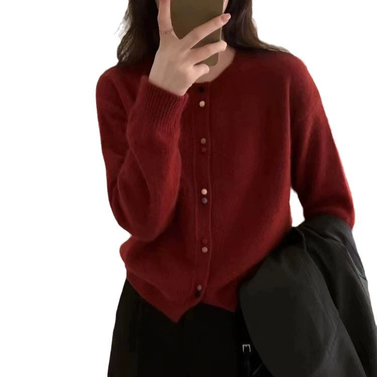 Demi-season woolen fashionable cardigan, cashmere, sweater, Korean style
