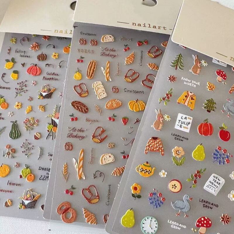 Embossed Nail Art Stickers Autumn Graffiti Cute Nails Rad Little Rabbit Picnic Fairy Tale Bread Flowers Adhesive Stickers Embossed Nail Art Stickers Autumn Graffiti Cute Nails Rad Little Rabbit Picnic Fairy Tale Bread Flowers Adhesive Stickers