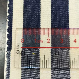 8安平纹条纹牛仔面料 蓝色涤棉弹力间条牛仔布料裤子服装面料现货