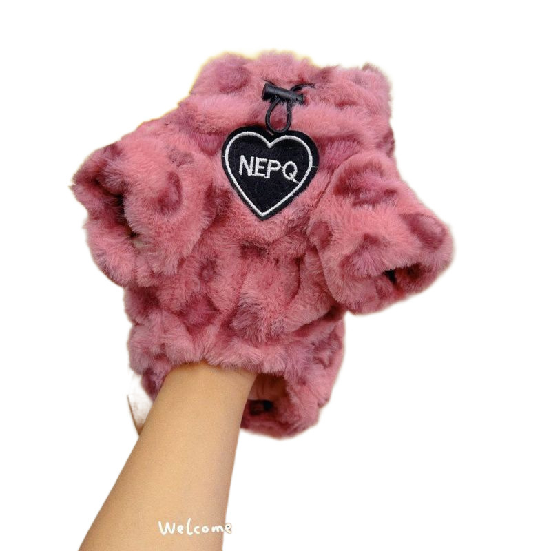 핑크 레오파드 프린트  겨울 두꺼운 봉제 애완 동물 보온 스웨트 셔츠 고양이와 강아지 비숑 테디 코튼 코트