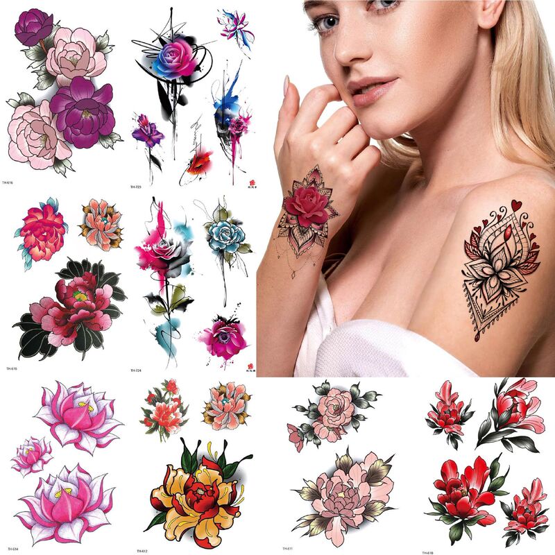Summer Hot-Selling Items: Unisex Sketch Flower Arm Tattoo Stickers, Black and White Tattoo Stickers, Durable Rose Sexy Stickers, Cross-Border Bestsellers Summer Hot-Selling Items: Unisex Sketch Flower Arm Tattoo Stickers, Black and White Tattoo Stickers, Durable Rose Sexy Stickers, Cross-Border Bestsellers