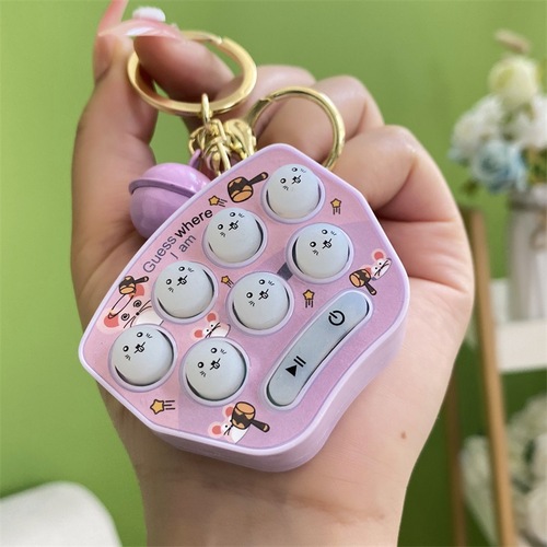 Handheld mini whack-a-mole game console keychain fun decompression light-emitting sound children's toys small pendant wholesale