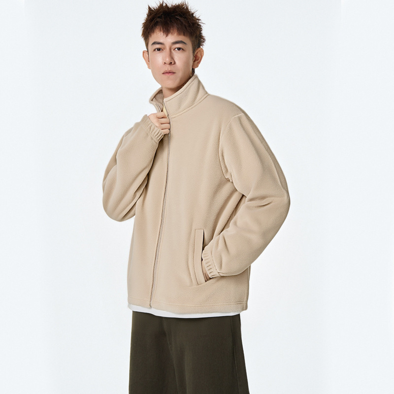 Cross-Border Autumn and Winter Fleece Stand-Collar Jacket, Autumn and Winter Softshell Jacket with Fleece Lining, Thickened Cardigan for Men Cross-Border Autumn and Winter Fleece Stand-Collar Jacket, Autumn and Winter Softshell Jacket with Fleece Lining, Thickened Cardigan for Men