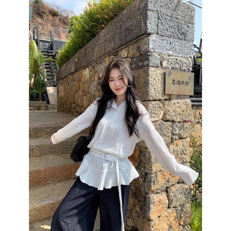 Sweet Cool Sexy Long-Sleeved Hooded White T-Shirt for Women in Summer, Chic Niche Loose Cut Out Slimming Look Mid-Length Top