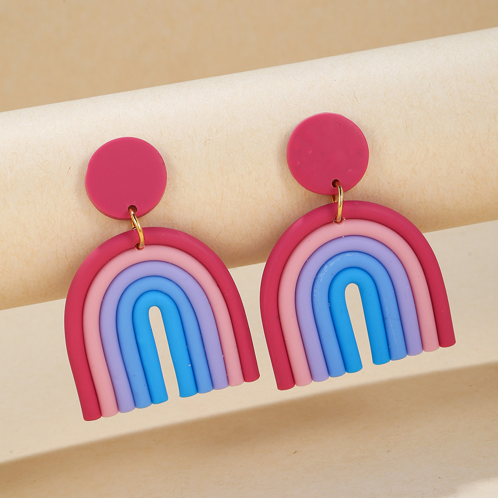 Fashion U Shape Rainbow Soft Clay Women's Drop Earrings 1 Pair display picture 1